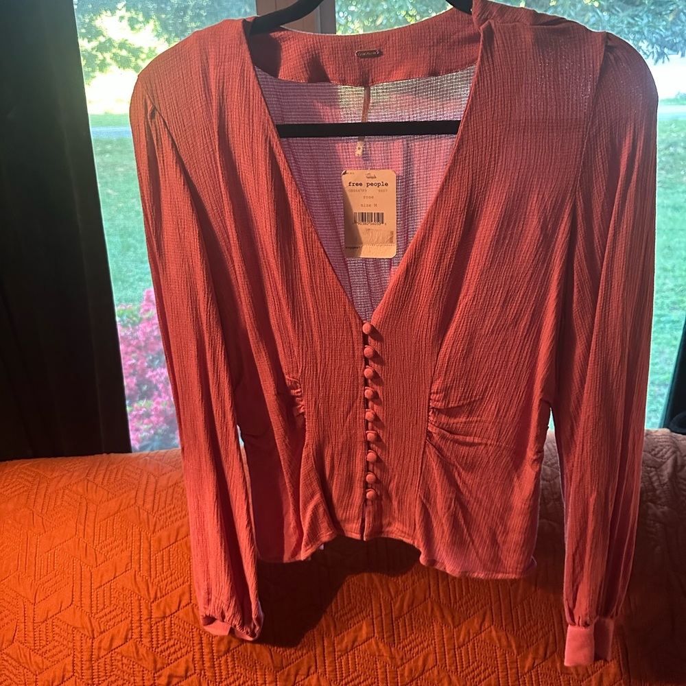 NWT Free People Pink Button-Down Women's Blouse